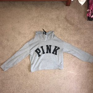 PINK cropped turtleneck sweatshirt